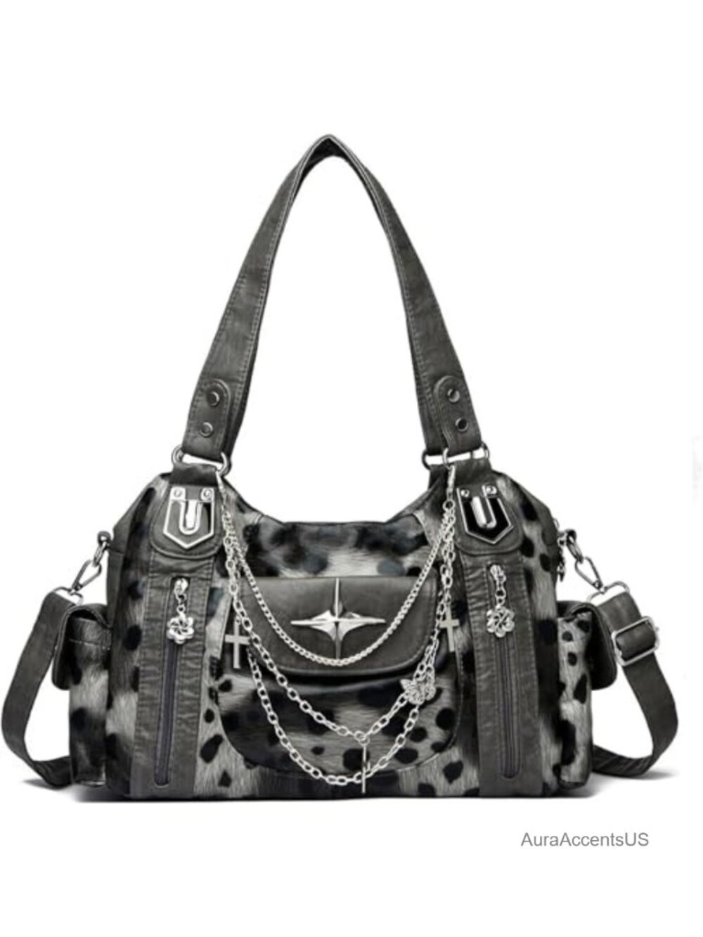 Faux Leather Y2K Hobo Bag Punk Tote Women Gothic Satchel Purse